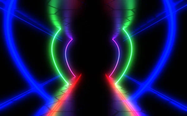 3D abstract background with neon light. 3d illustration — Stock Photo, Image