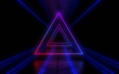 Neon ışıkları ile 3d soyut arka plan . 3d illüstrasyon