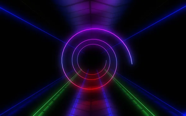 3D abstract background with neon lights . 3d illustration — Stock Photo, Image