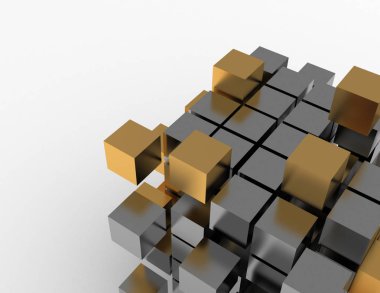 Takım çalışması küpleri kavramı 3D illüstrasyon