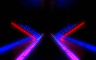 Neon ışıkları ile 3d soyut arka plan . 3d illüstrasyon