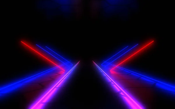 3D abstract background with neon lights . 3d illustration — Stock Photo, Image