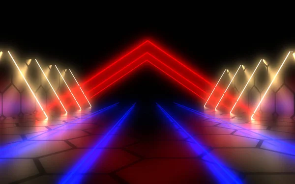 3D abstract background with neon lights . 3d illustration — Stock Photo, Image