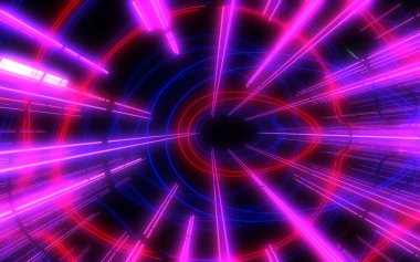 neon ışık ile soyut mimari tünel. 3d illüstrasyon