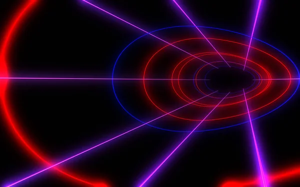 Tunnel di architettura astratta con luce al neon. Illustrazione 3d — Foto Stock