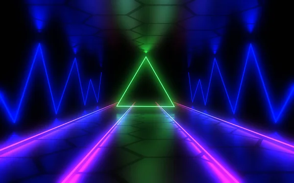 3D abstract background with neon lights . 3d illustration — Stock Photo, Image