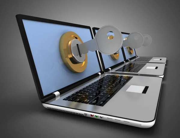 Locked computer concept. 3d rendered illustration Stock Image