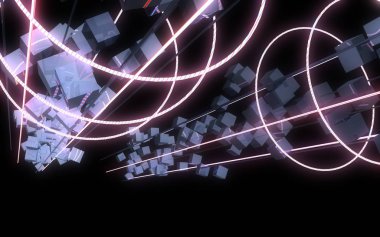 Neon ışıkları ile 3d soyut arka plan . 3d illüstrasyon