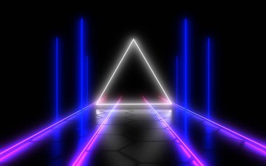 Neon ışıkları ile 3d soyut arka plan . 3d illüstrasyon