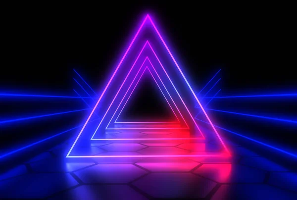 Abstrakcyjne tło 3D z lampami neonowych. ilustracja 3D — Zdjęcie stockowe