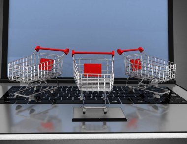 İnternet alışveriş konsepti. 3d resimlendirme