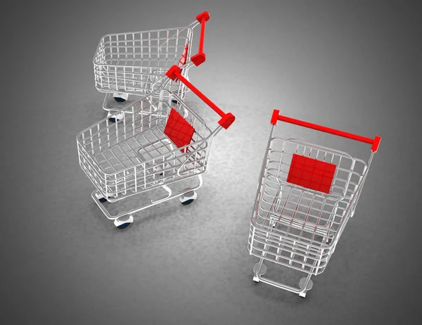 3D 쇼핑 카트 concept.3d 삽화 — 스톡 사진