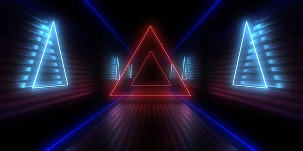 Fundo Abstrato Com Luzes Néon Neon Tunnel Ilustração — Fotografia de Stock