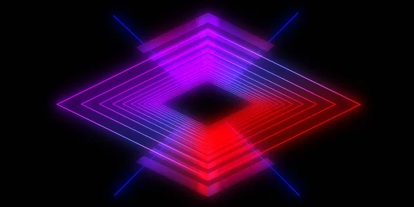 Abstracte Achtergrond Met Neonverlichting Neon Tunnel Space Constructie Illustratie — Stockfoto