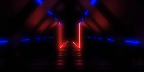 Abstrakter Hintergrund Mit Neonlicht Häkchen Bei Der Raumordnung Illustration — Stockfoto