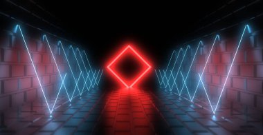 Üç boyutlu soyut arkaplan ve neon ışıkları. 3d illüstrasyon