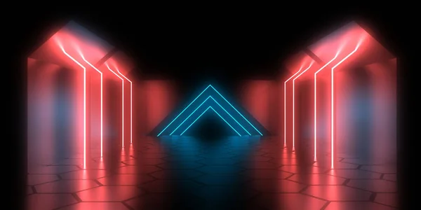 Abstrakcyjne Tło Neonami Neon Tunel Ilustracja — Zdjęcie stockowe