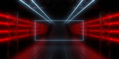 Üç boyutlu soyut arkaplan ve neon ışıkları. 3d illüstrasyon