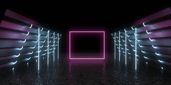 Abstracte Achtergrond Met Neonverlichting Neon Tunnel Illustratie — Stockfoto