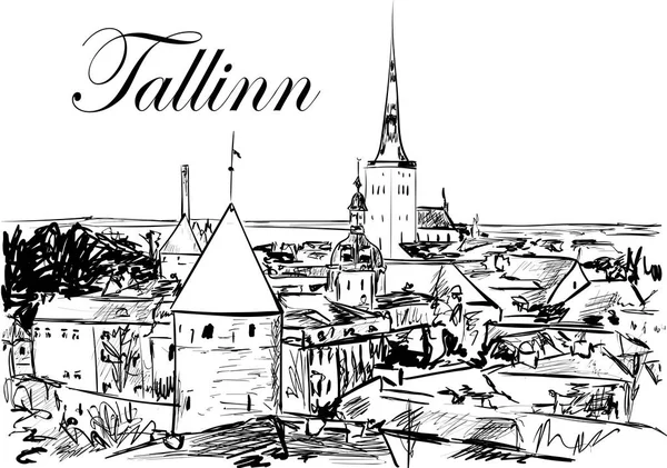 Tallinn in de zonnige dag — Stockvector