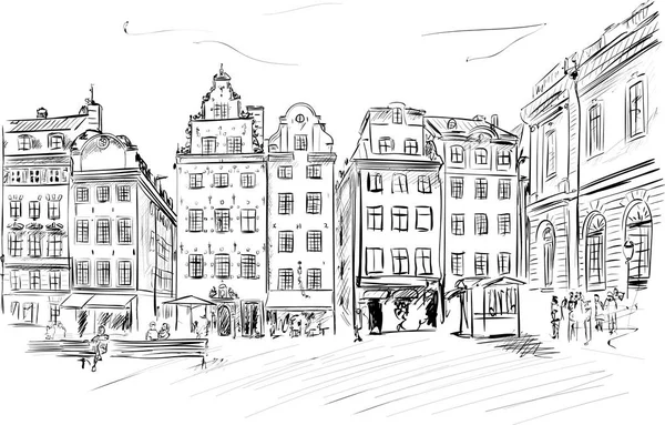 在阳光明媚的一天斯德哥尔摩 — 图库矢量图片