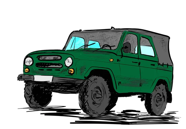 Viejo Coche Soviético Uaz — Vector de stock