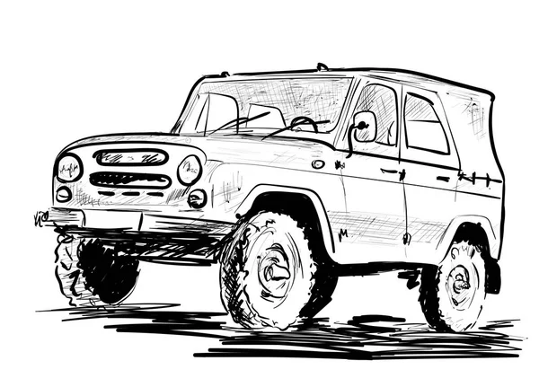 Velho Carro Soviético Uaz — Vetor de Stock