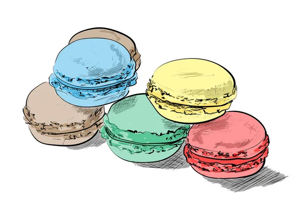 Macarons Auf Dem Tisch — Stockvektor