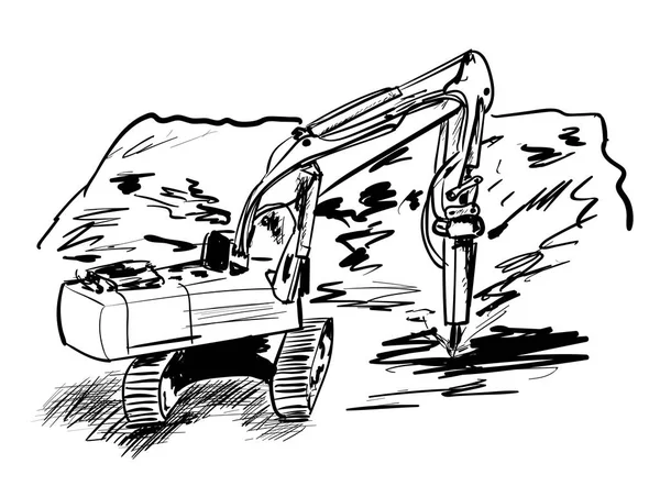 Excavator Șantier — Vector de stoc