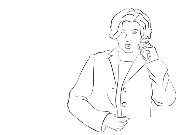 Femme Affaires Parlant Téléphone — Image vectorielle
