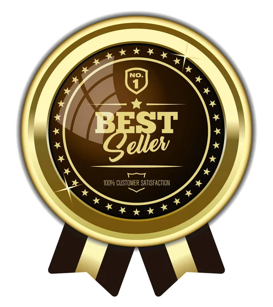 Beste Verkoper Gouden Badge — Stockvector