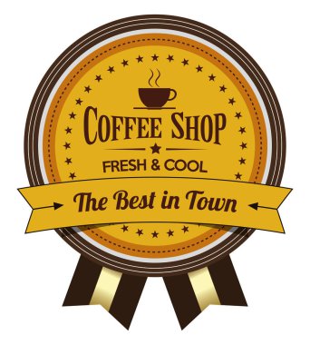 Kahve dükkanı. Vektör rozet şeritler.