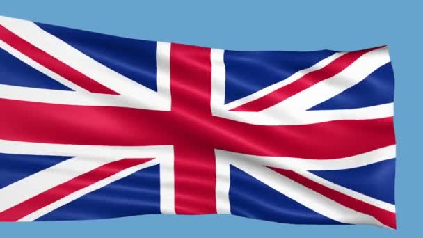 United Kingdom Flag Waving Wind — Stock Video