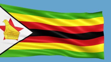 Zimbabve bayrağı rüzgarda sallayarak