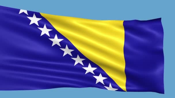 Bosniska Flagga Vajande Vinden — Stockvideo