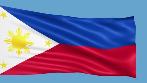 Filippinerna Flagga Vinka Vinden — Stockvideo