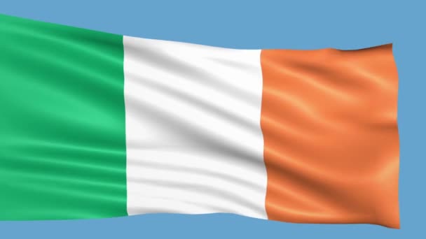 Σημαία Ιρλανδίας Κυματίζει Στον Άνεμο — Αρχείο Βίντεο