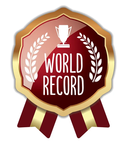 Record Del Mondo Badge Oro Vettoriale — Vettoriale Stock