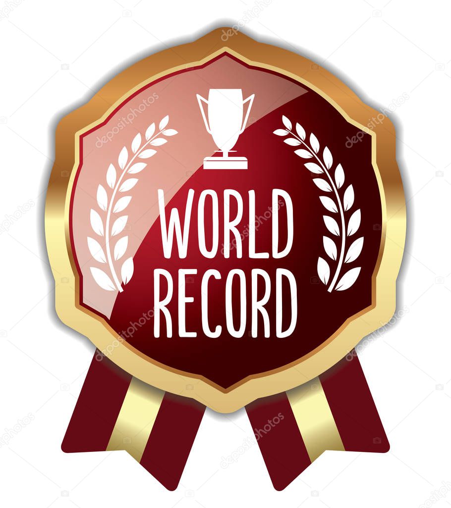 World Record. Vector Golden Badge.