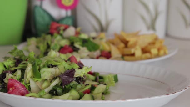 Potato Fries Salad — Stock Video