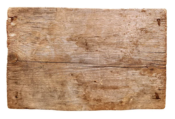 Oude houten planken geïsoleerd op een witte achtergrond. Close up van een lege houten teken — Stockfoto