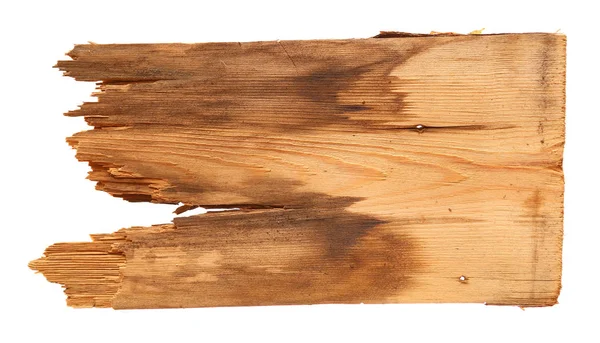 Vecchie tavole di legno isolate su sfondo bianco. primo piano di un segno di legno vuoto con percorso di ritaglio — Foto Stock
