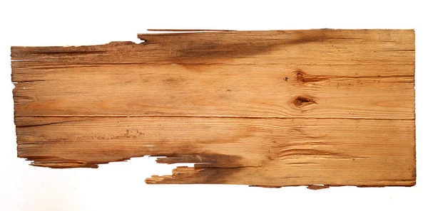 Vecchie tavole di legno isolate su sfondo bianco. primo piano di un segno di legno vuoto con percorso di ritaglio — Foto Stock