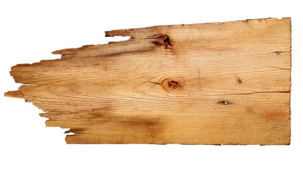 Tábuas de madeira velhas isoladas no fundo branco. fechar de um sinal de madeira vazio com caminho de recorte — Fotografia de Stock