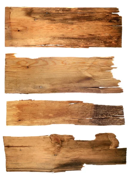 Tábuas de madeira velhas isoladas no fundo branco. perto de um e — Fotografia de Stock