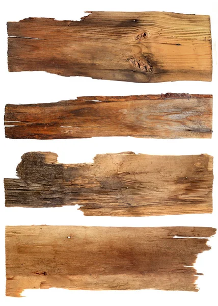 Oude houten planken geïsoleerd op een witte achtergrond. Close up van een e — Stockfoto