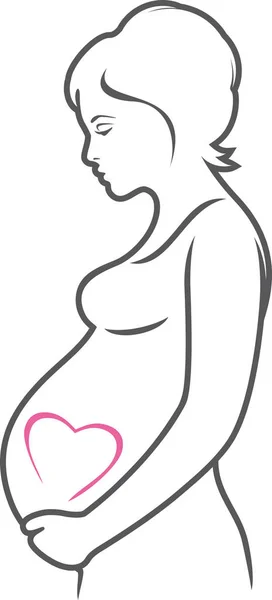 Outlined Silhouette Pregnant Woman Icon Design — Stock Vector