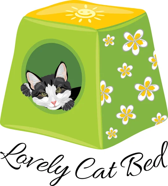 Mooie Kat Bed Leuk Voor Kat — Stockvector