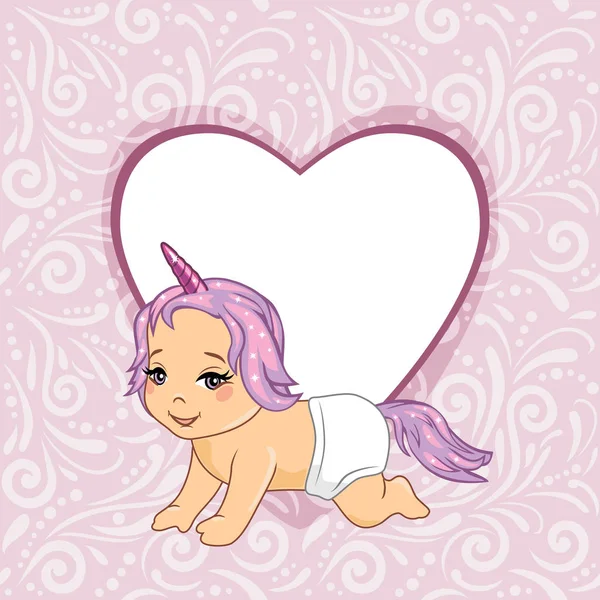 粉红色观赏背景与快乐的婴儿剪贴簿 — 图库矢量图片