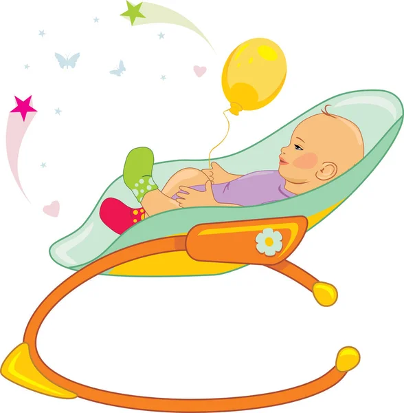 Bebek Sallanan Sandalye Üzerinde Beyaz Izole — Stok Vektör